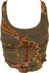 Earthy Green Hippie Tie Dye Lace Back Crop Top