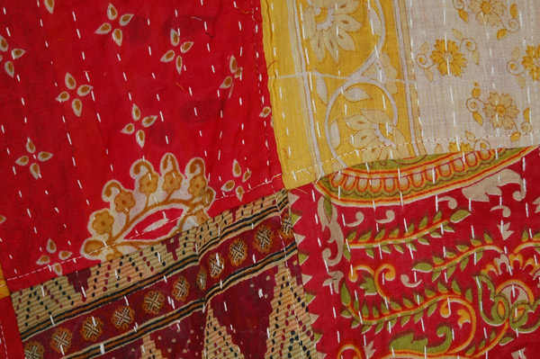 Carnival Spirit Vintage Kantha Quilted Open Shirt