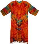 Fiery Sunset Boho Chic Hand Dyed Duster Kimono