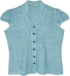 Polo Blue Embroidered Vintage Button Front Top