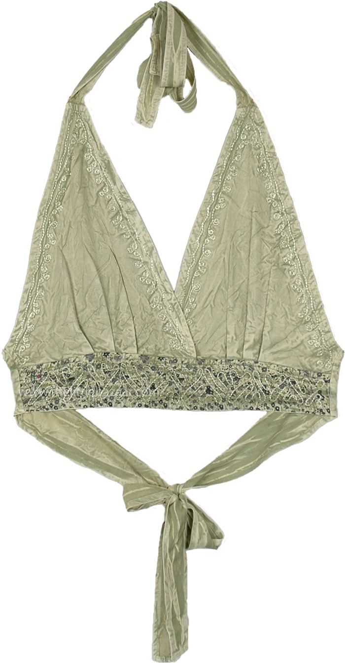 Cool Cucumber Boho Festival Halter Bralette Top