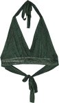 Mallard Green Embroidered Halter Bralette Top