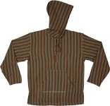 Earthline Striped Hooded Kurta Shirt