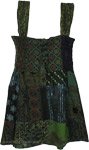 Dark Green Tinsel Cotton Patchwork Smocked Top