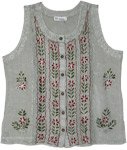 Washed Sage Folk Art Boho Vest Top