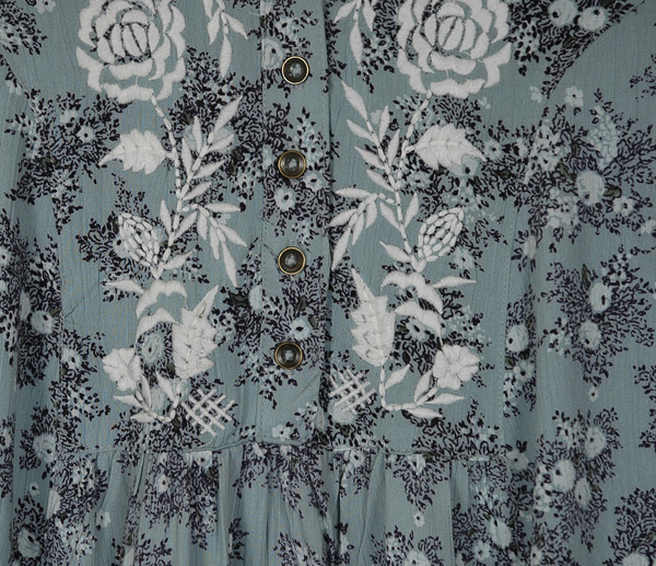 Dusty Teal Rose Embroidered Floral Tunic Tank