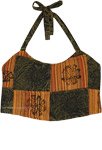 Mustard Earth Block-Print Boho Halter Crop Top