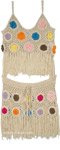 Applique Floral Crochet Top and Shorts with Tassels
