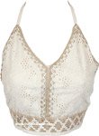 Ivory Eyelet Backless Tie-Back Halter Top