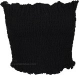 Black Ripple Smocked Longline Tube Top