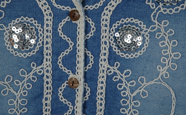 Bluebell Embroidered Sequin Denim Boho Vest