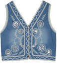 Bluebell Embroidered Sequin Denim Boho Vest