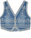 Misty Meadow Sequin Crochet Trim Denim Vest