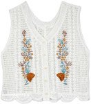 White Dove Bloom Cotton Crochet Vest