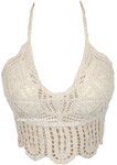 Light Beige Boho Crochet Knit Bikini Top