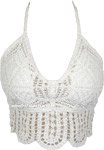 Dove White Boho Crochet Knit Bikini Top
