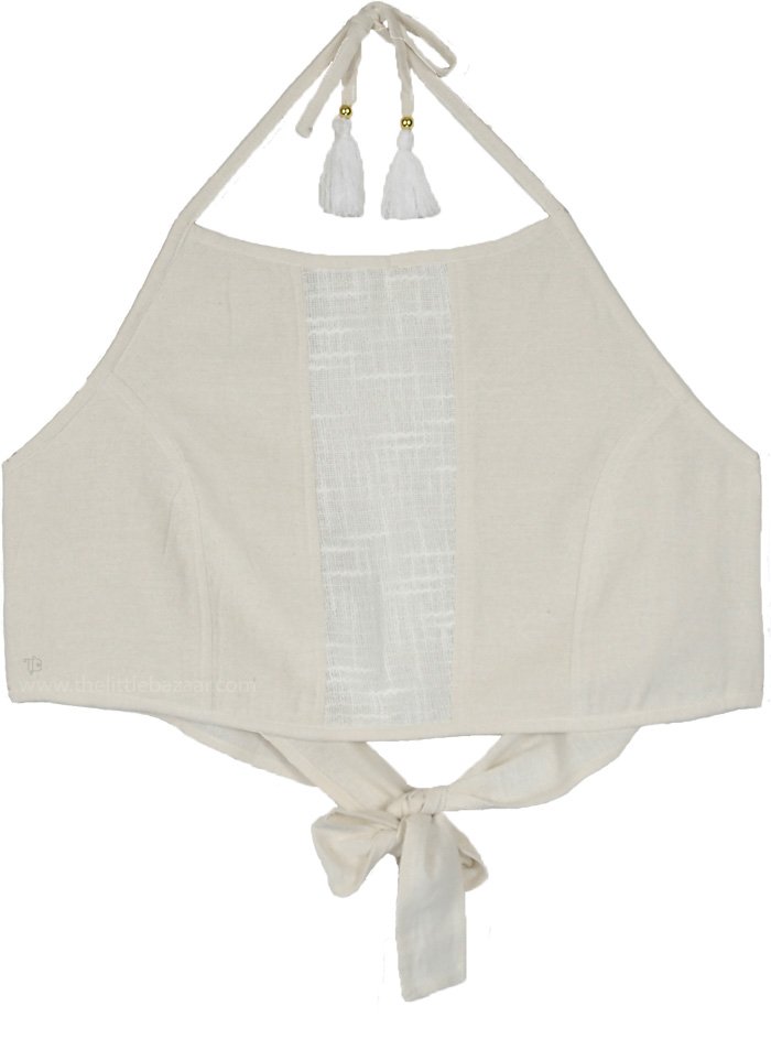 Ivory Coast Cotton Jute Halter Crop Top
