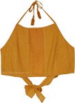 Golden Goddess Cotton Jute Halter Crop Top