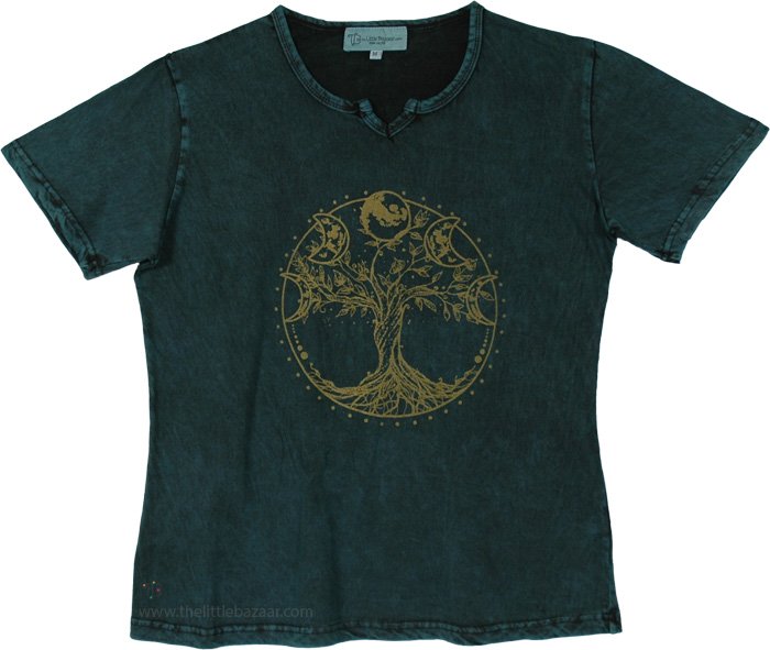 Teal Earthchild Tree Of Life Graphic Tee