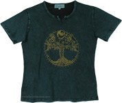 Teal Earthchild Tree Of Life Graphic Tee