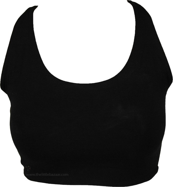 Midnight Web Crop Top with Crisscross Tie Back