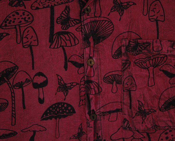 Enchanted Mushroom Cotton Button-Down Shirt