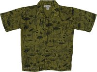 Mossy Mushroom Cotton Boho Button-Down Shirt
