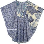 Lynch Blue Floral Womens Poncho Cotton Top Cover Up with Sequins