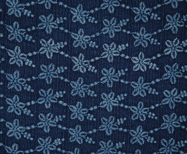 Stonewashed Denim Boho XL Size Top with Embroidery
