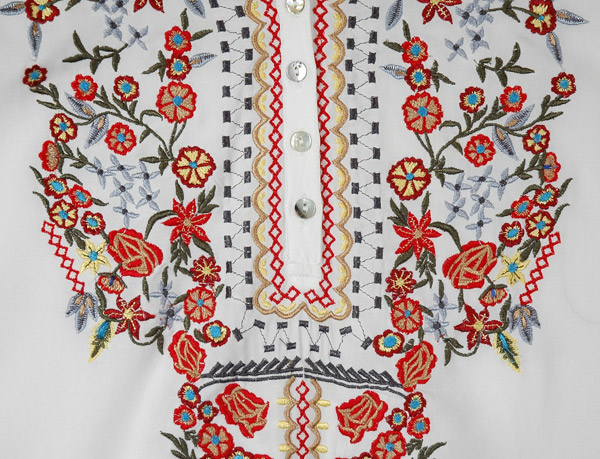Dreamy White Boho Tunic Top with Multicolored Embroidery