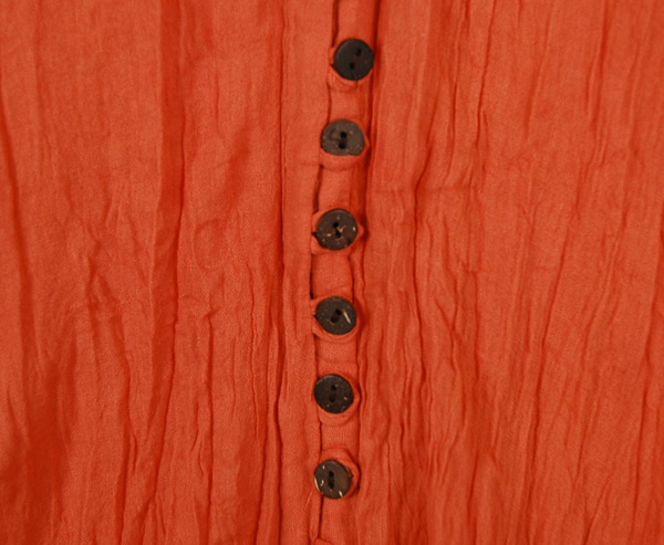 Fire Orange Crinkled Cotton Summer Tunic Top