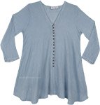 Shark Gray Crinkled Cotton Summer Tunic Top