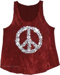 Silver Foil Burgundy Peace Hippie Tank Top