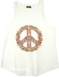 Floral Peace Sign Graphic Hippie Tank Top