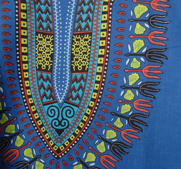 Plus Size Dashiki African Unisex Cotton Shirts in Blue