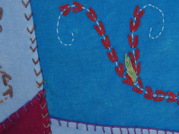 Azure Radiance Blue Hippie Top with Patchwork and Embroidery