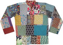 Multi Patchwork Unisex Hippie Tunic Shirt