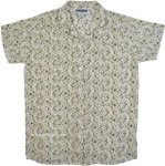 White Cotton Voile Shirt with Dense Floral Print