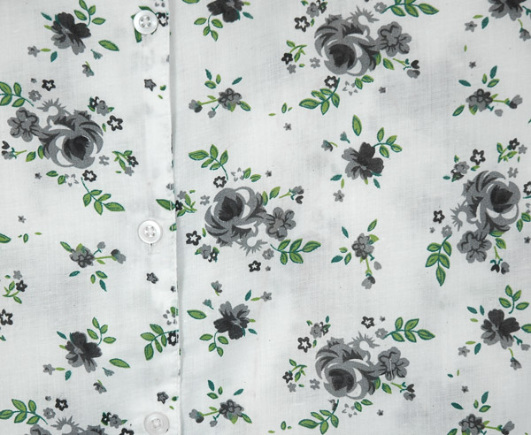 Dark Rose Floral White Cotton Voile Summer Shirt