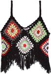 Diamond Patterned Crochet Top with Tassels