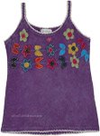 Purple Applique Tank Top with Floral Utopia