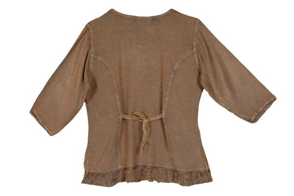 Rustic Brown Blouse with Embroidered Motifs
