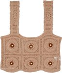 Daisy Dunes Beige Bohemian Sleeveless Crochet Top