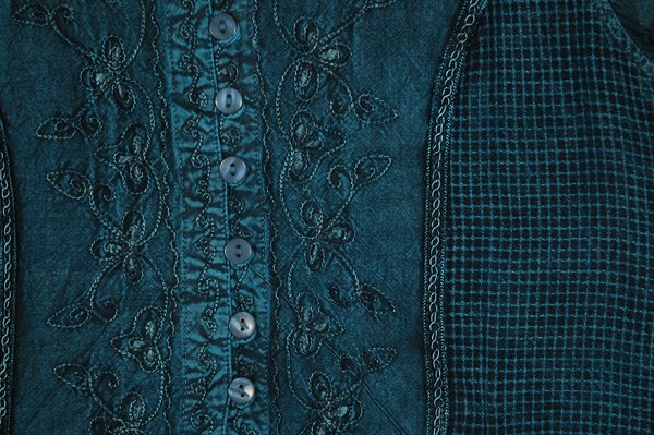 Peacock Blue Bohemian Free Size Tunic Shirt with Embroidery