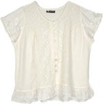 Sweet Cream Bohemian Plus Size Tunic Shirt with Embroidery