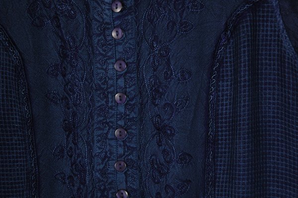 Prussian Blue Bohemian Tunic Shirt with Embroidery