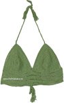 Green Belle Stripes Small Crochet Tie Up Bralette