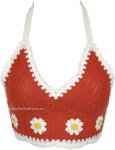 Daisy Rust Floral Crochet Bralette Top