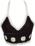 Daisy Black Floral Crochet Bralette Top