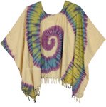 Spring Beige Short Tie Dye Poncho Top